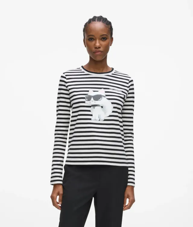 Karl Lagerfeld Ikon Aquarelle Langarmshirt gestreift