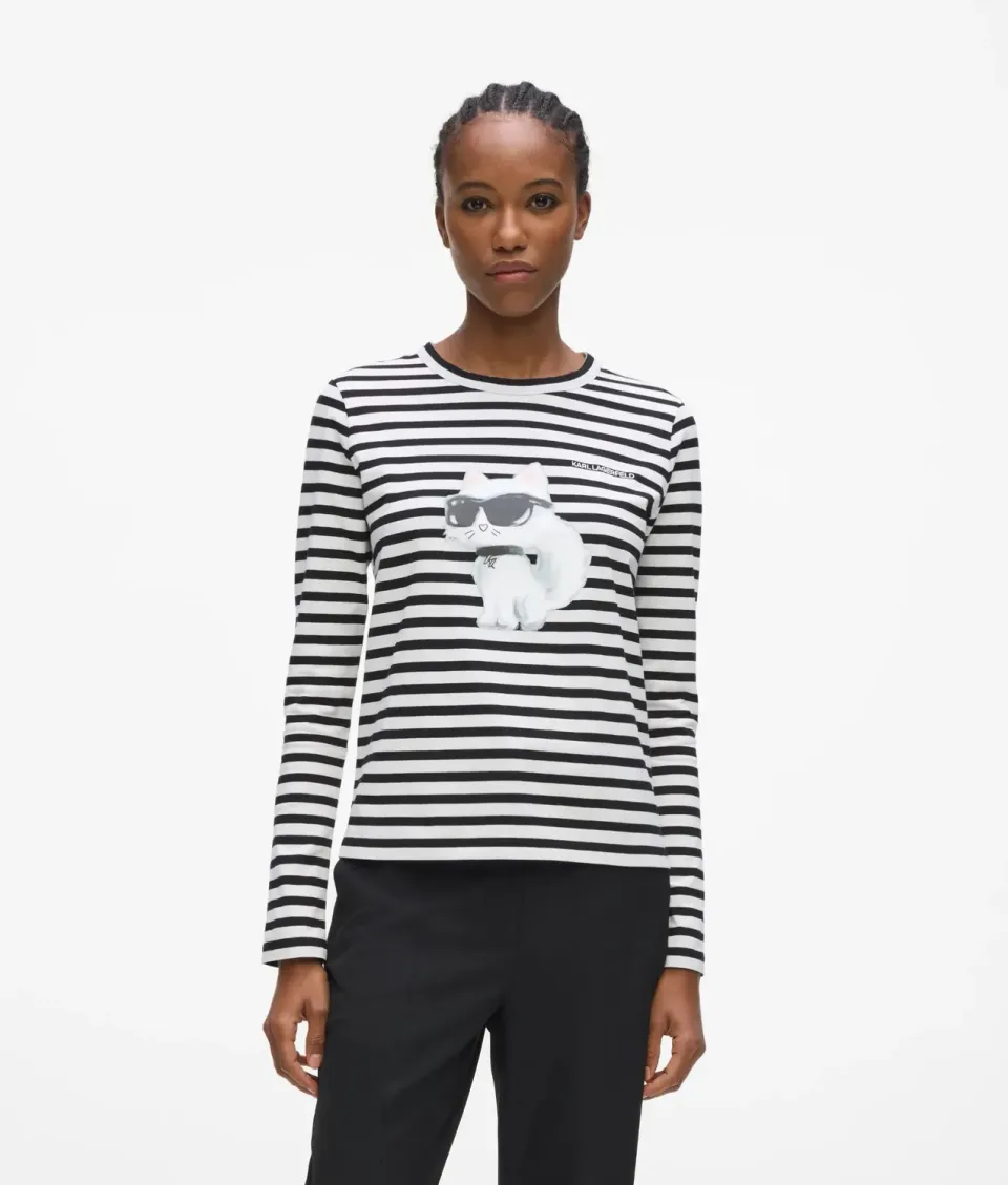 Karl Lagerfeld Ikon Aquarelle Langarmshirt gestreift