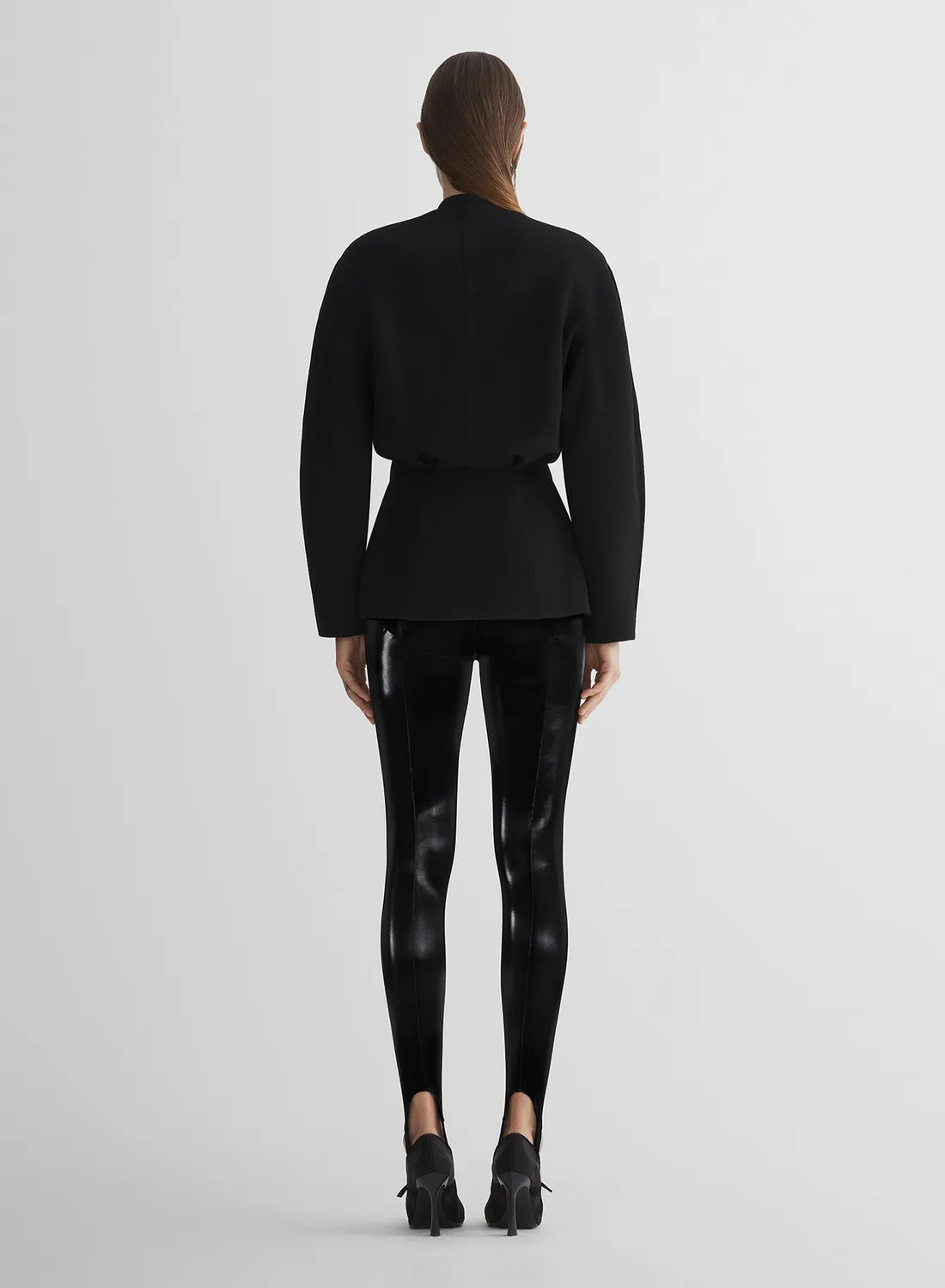 Mugler Les Amazones Legging Schwarz Vinyl High-Waist