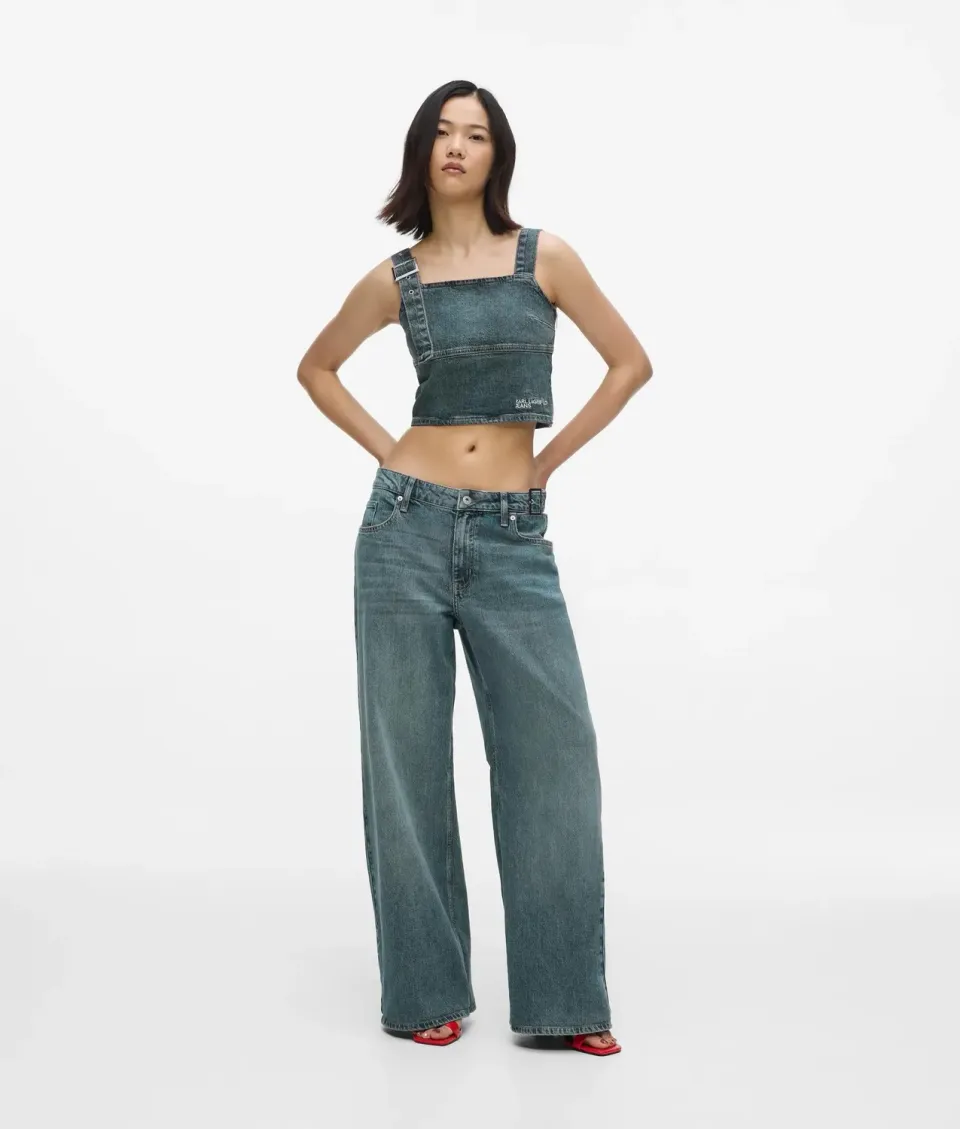 Karl Lagerfeld KL Jeans Wide Low-Rise Schnalle