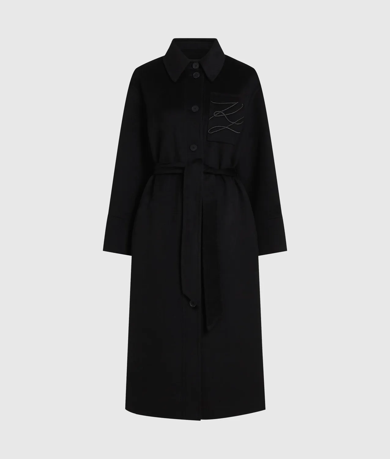 Karl Lagerfeld Wollmantel lang mit Gürtel Wollmix