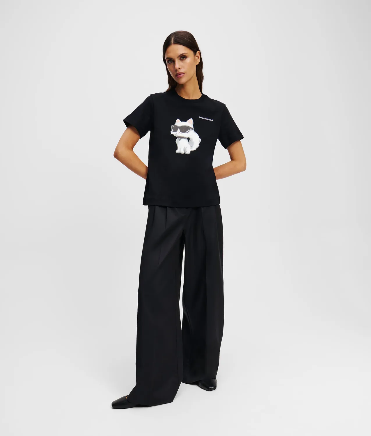 Karl Lagerfeld Ikon Choupette Aquarelle T-Shirt Print