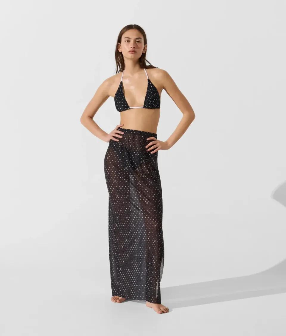 Karl Lagerfeld Polka Dot Mesh Pareo Maxi transparent