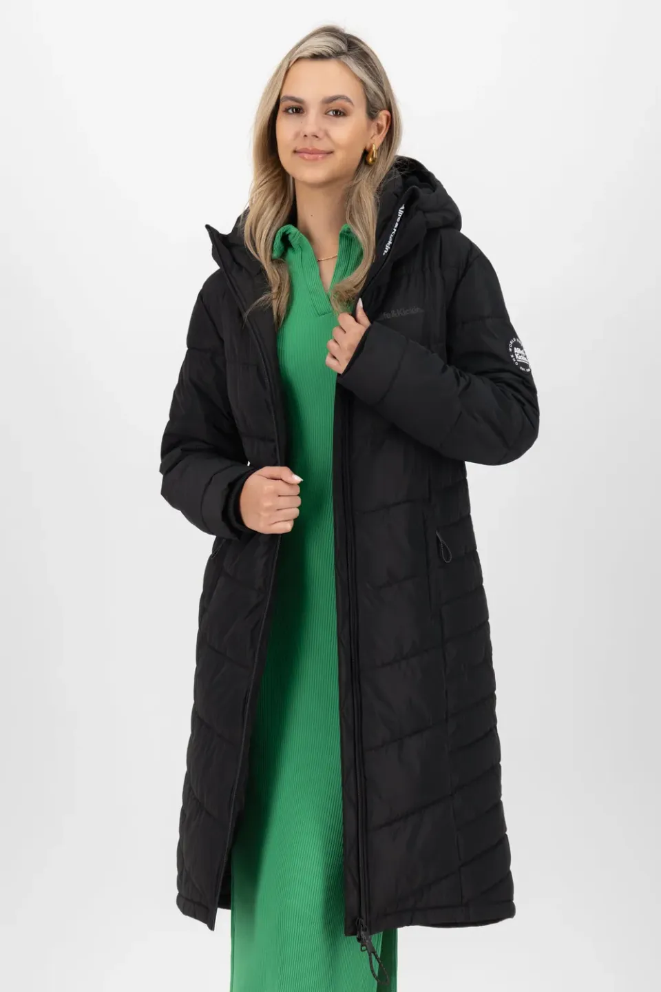 Alife & Kickin VedaAK A Parka Schwarz Stepp lang