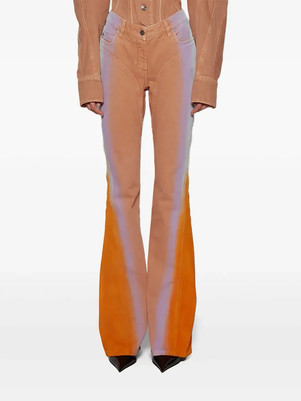 Mugler Gradient Flared Jeans blau Verlauf