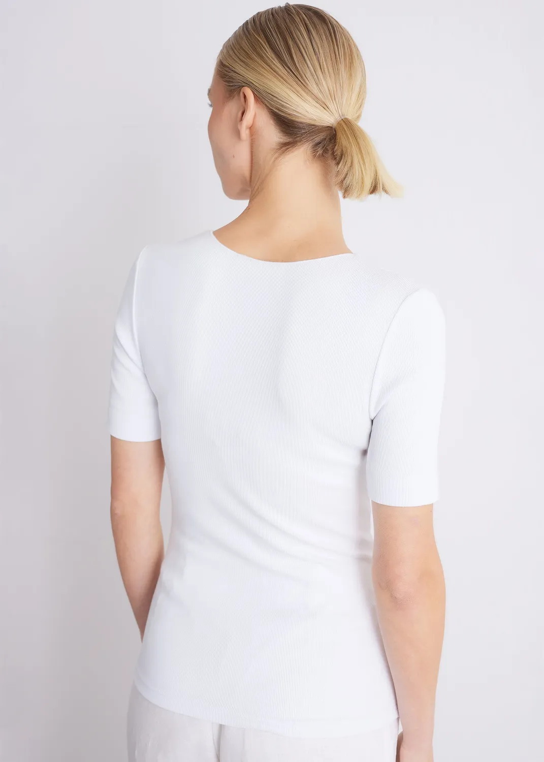 Senatex Ripp-T-Shirt Viskose-Baumwolle Shirt Off-White slim
