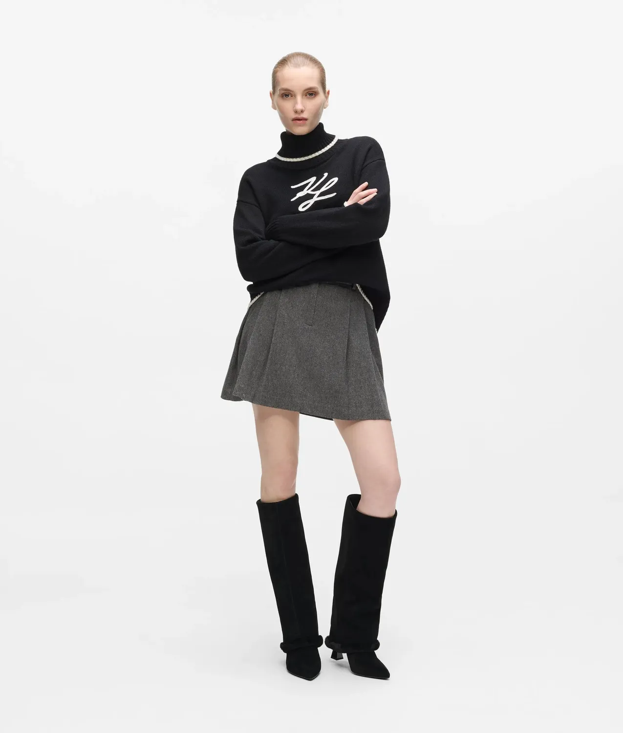 Karl Lagerfeld Soutache Rollkragenpullover Wolle