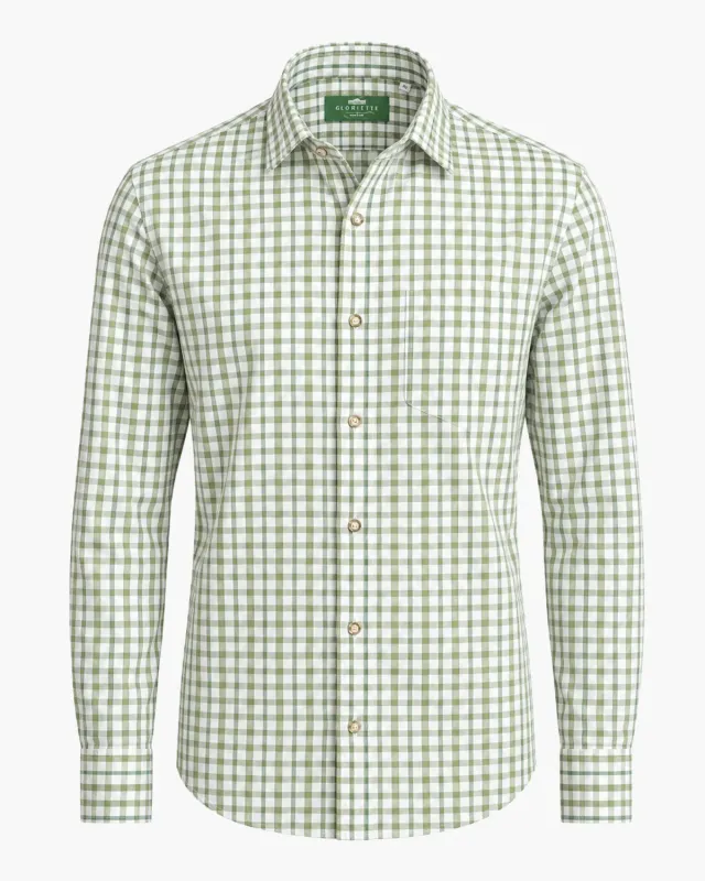 Gloriette Trachtenhemd Fashion Fit Karo Hemd grün Baumwolle