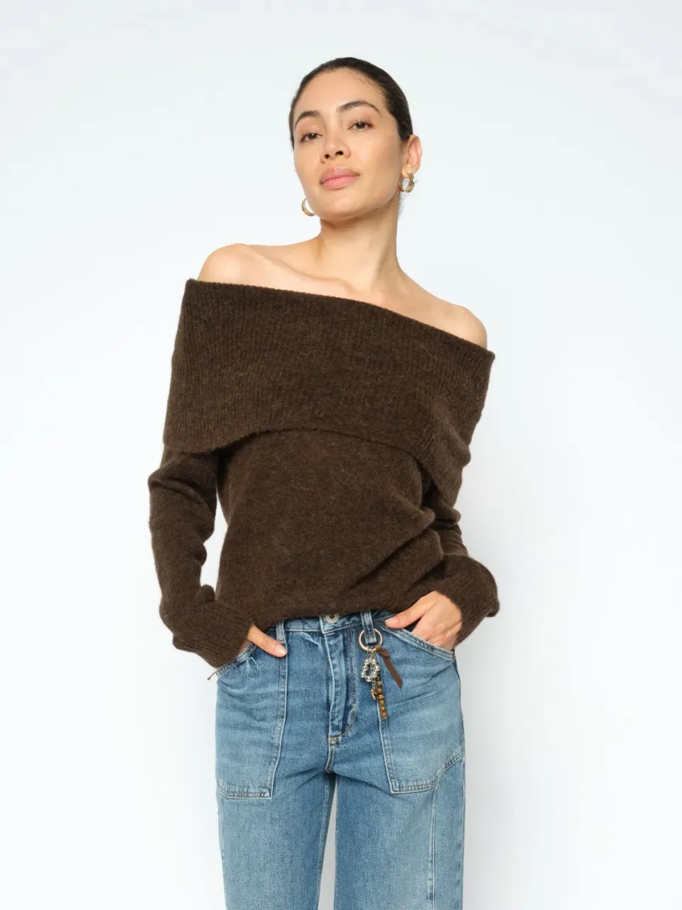 Mos Mosh MMMape Off-Shoulder Strickpullover Rosa