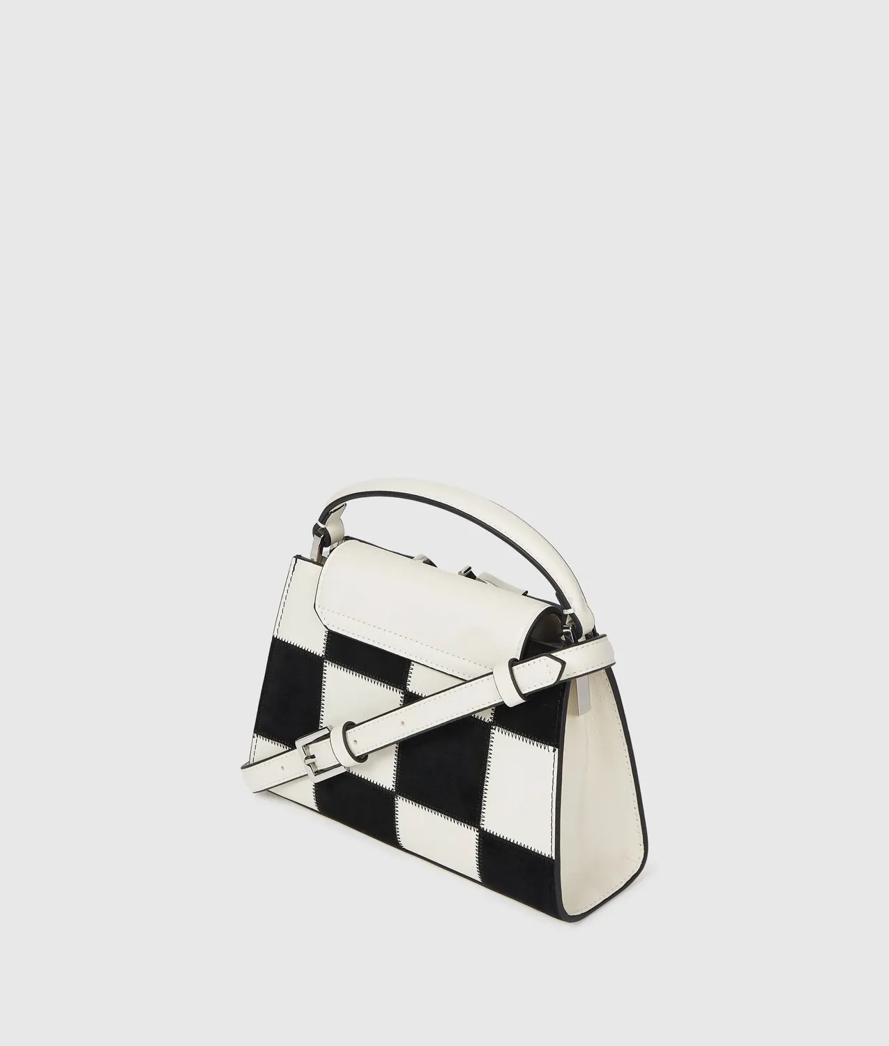 Karl Lagerfeld K/Signature Check Henkeltasche Mini Leder-Suede