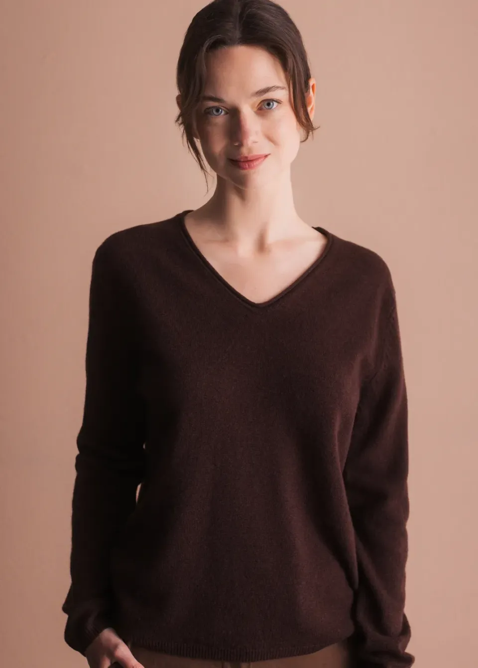 Senatex V-Ausschnitt Merinowolle Pullover Lilac leicht