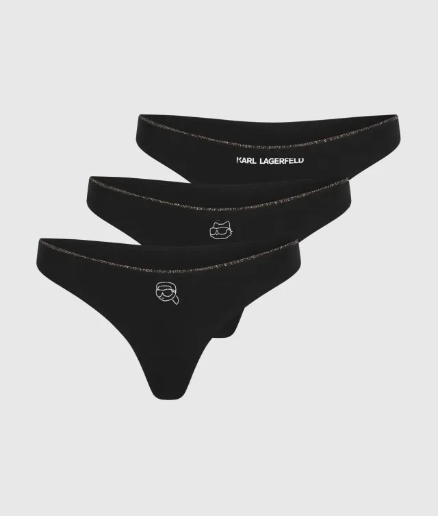 Karl Lagerfeld Ikon String Glitzer 3er Pack XS-XL