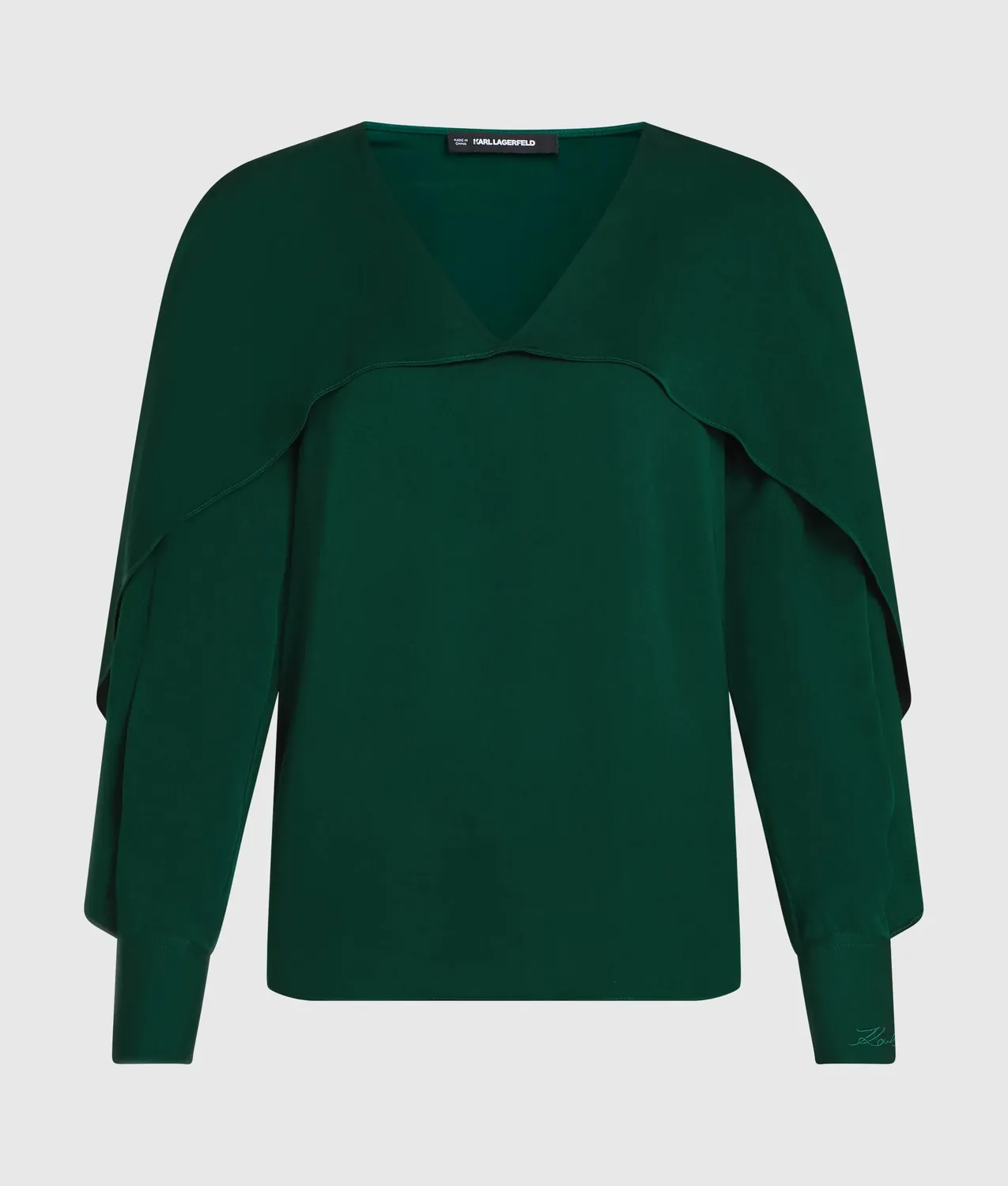 Karl Lagerfeld V-Neck Flounce Bluse Rüschen weiß