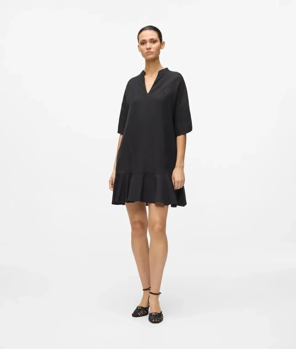 Karl Lagerfeld Shift Dress V-Neck Leinenmix Größe 6