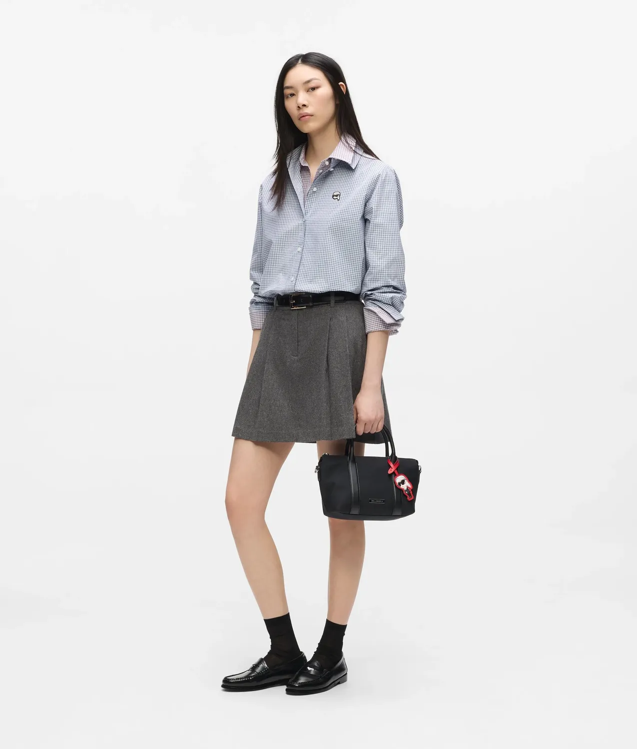 Karl Lagerfeld Ikon Nylon Charm Tote Tasche klein