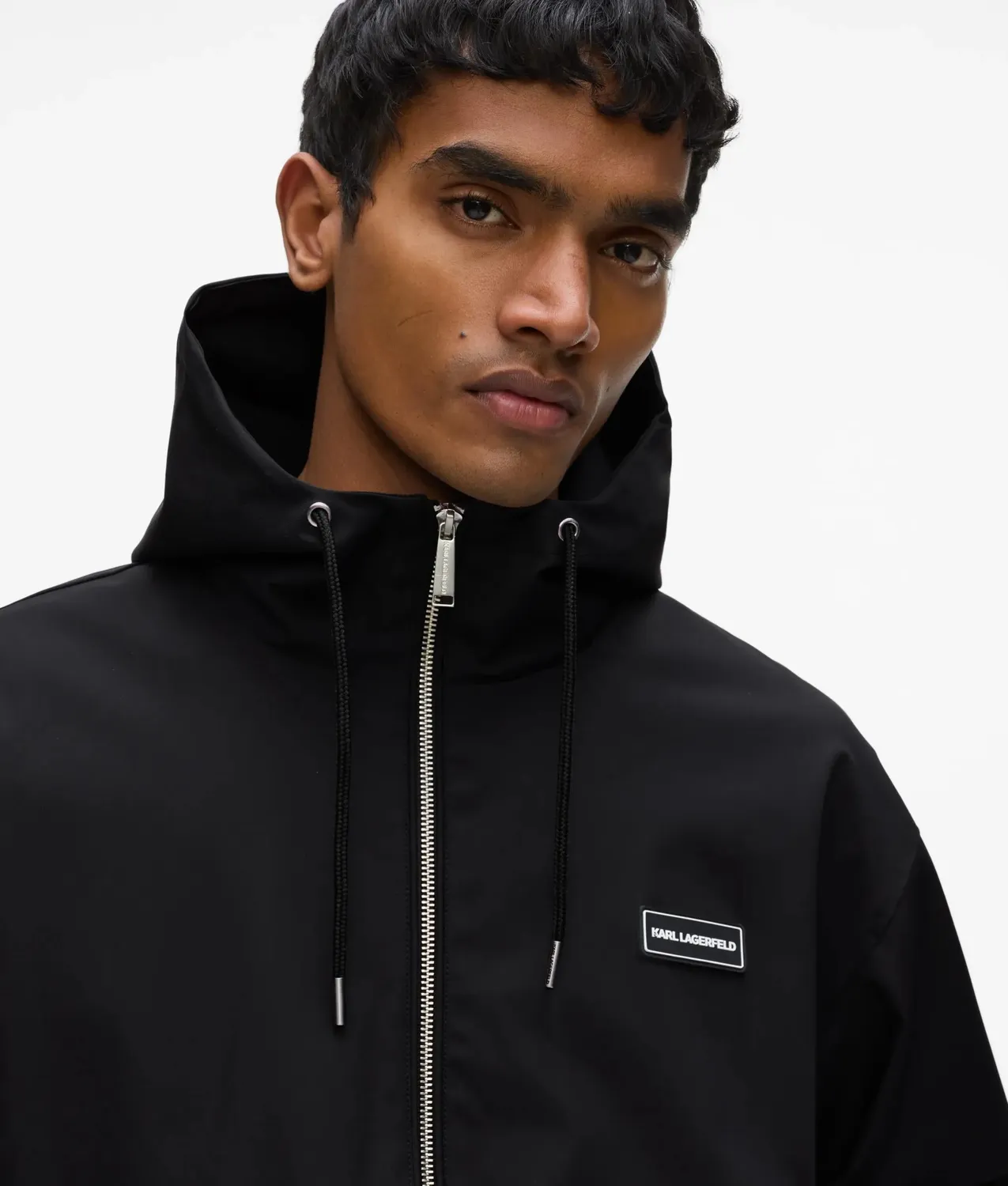 Karl Lagerfeld Hooded Logo Patch Zip-Jacke wasserabweisend