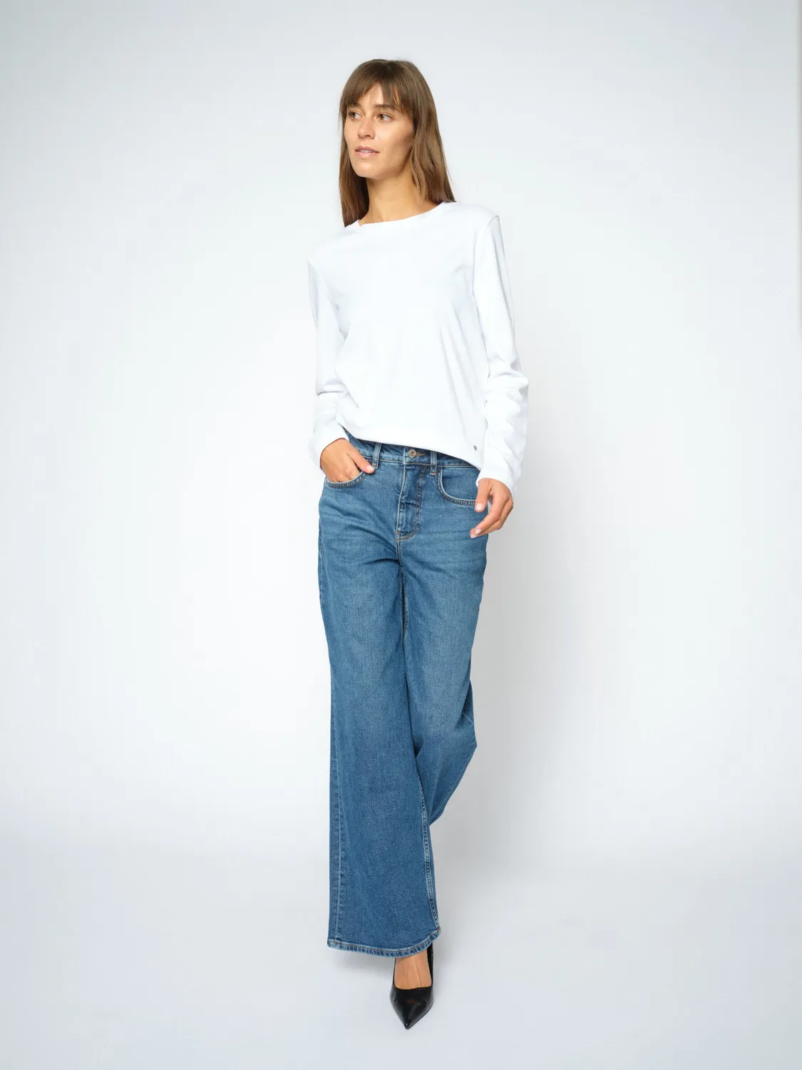 Mos Mosh MMDara Authentic Jeans Blue Wide Leg High Waist