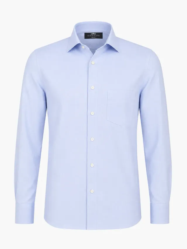 Gloriette Fein Oxford Hemd Hellblau bügelfrei Fashion Fit