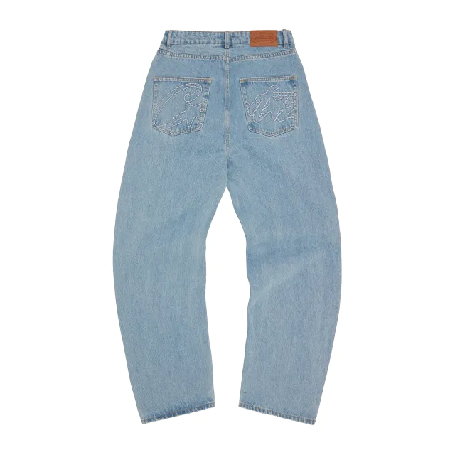 Corteiz Allstarz Baggy Jeans Stonewash Denim