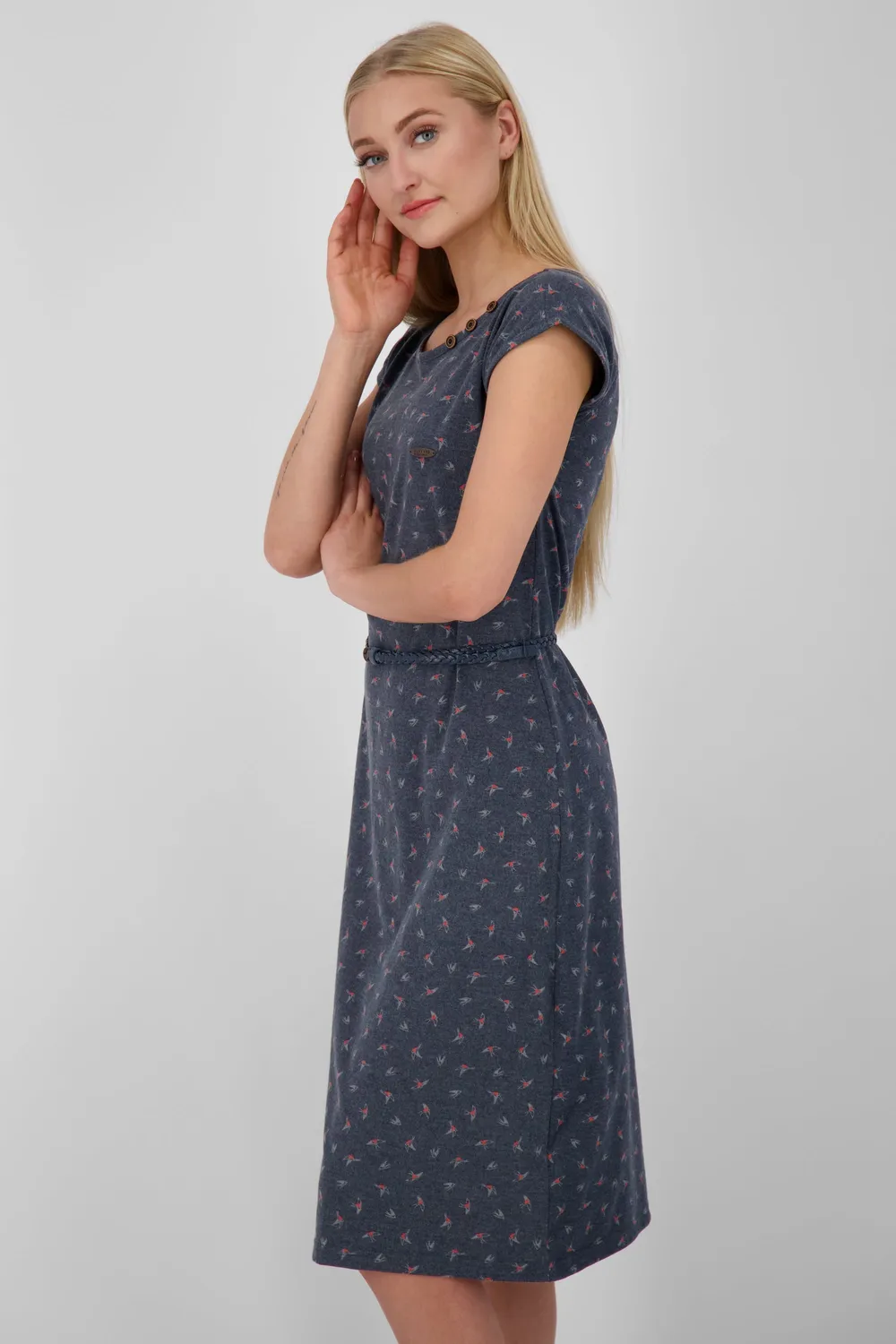 Alife & Kickin MelliAK Kleid Dunkelblau Print
