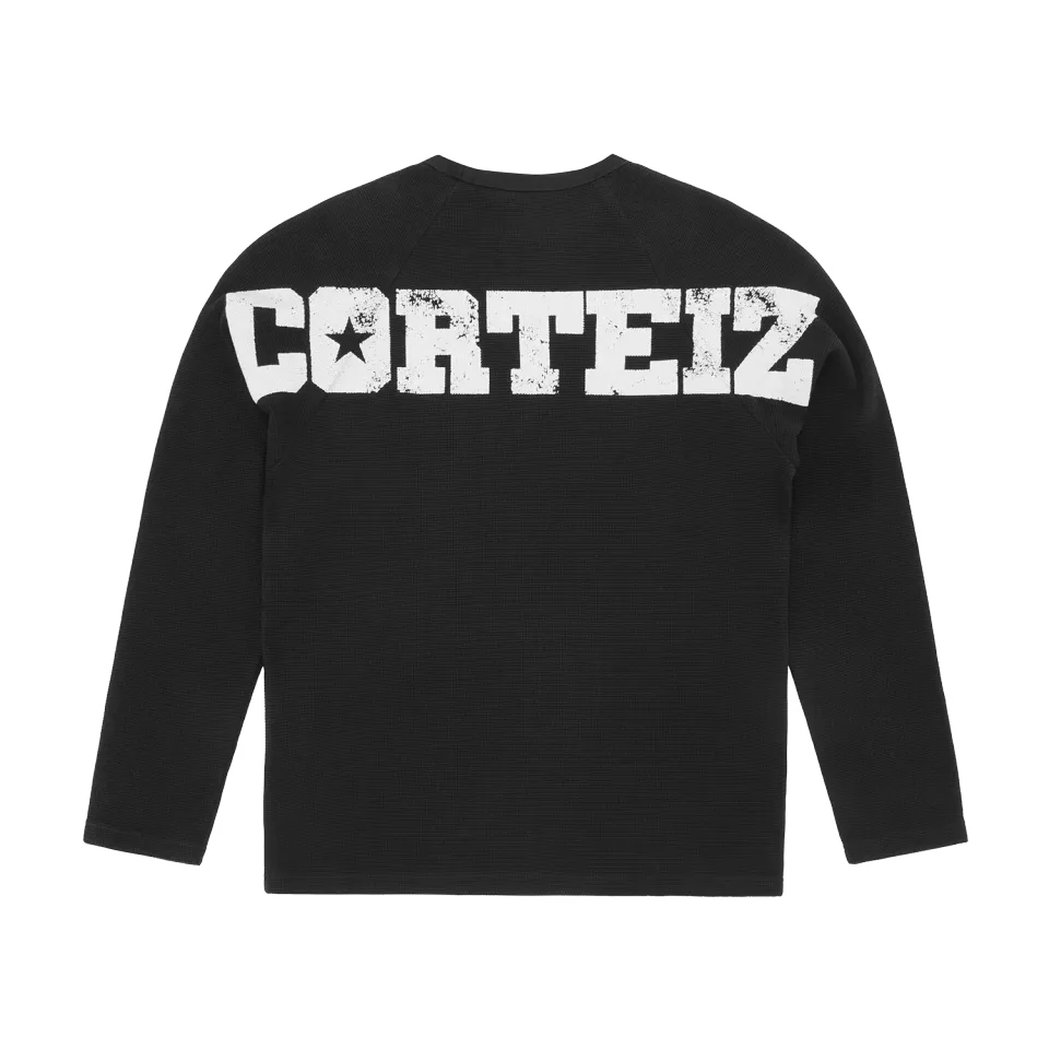 Corteiz Star Raglan Waffle Thermal Schwarz Jersey
