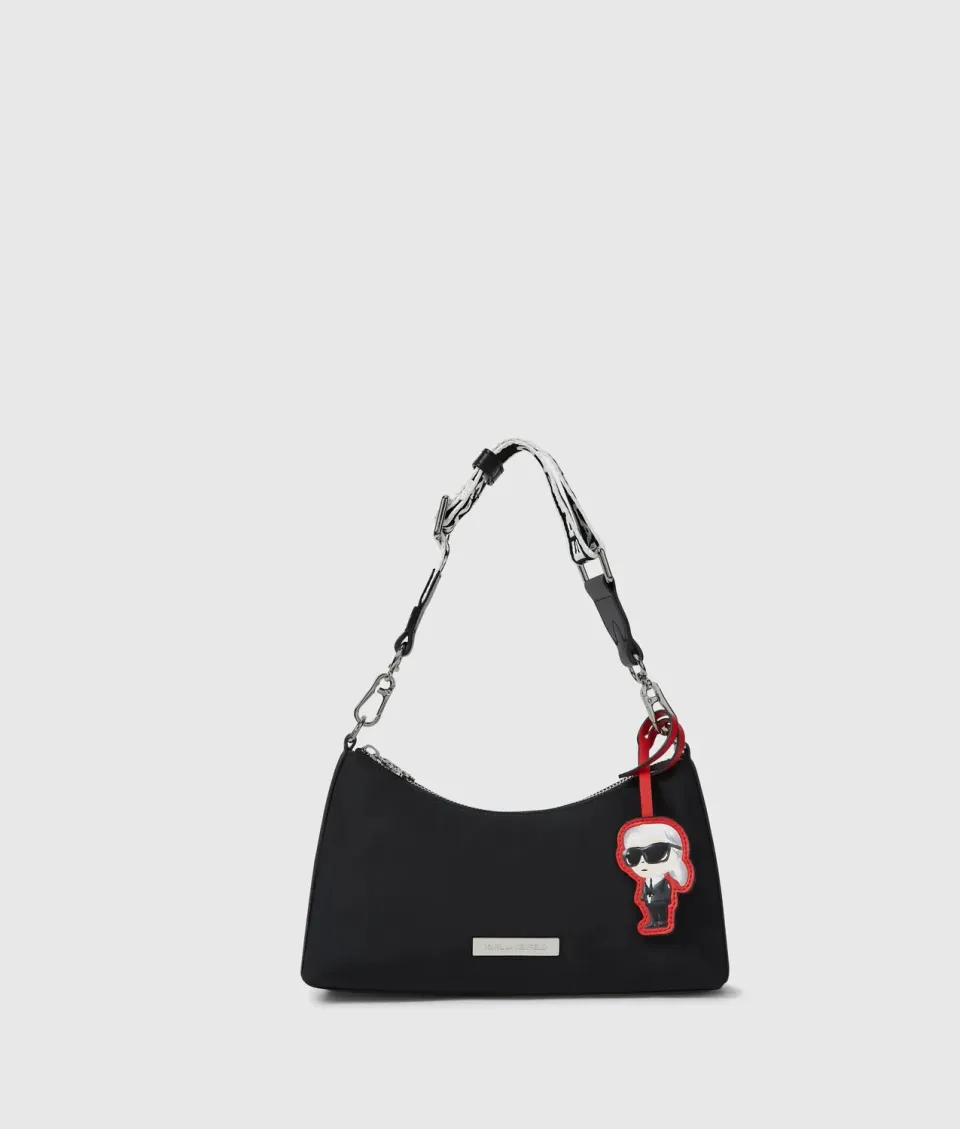 Karl Lagerfeld Ikon Nylon Charm Schultertasche schwarz