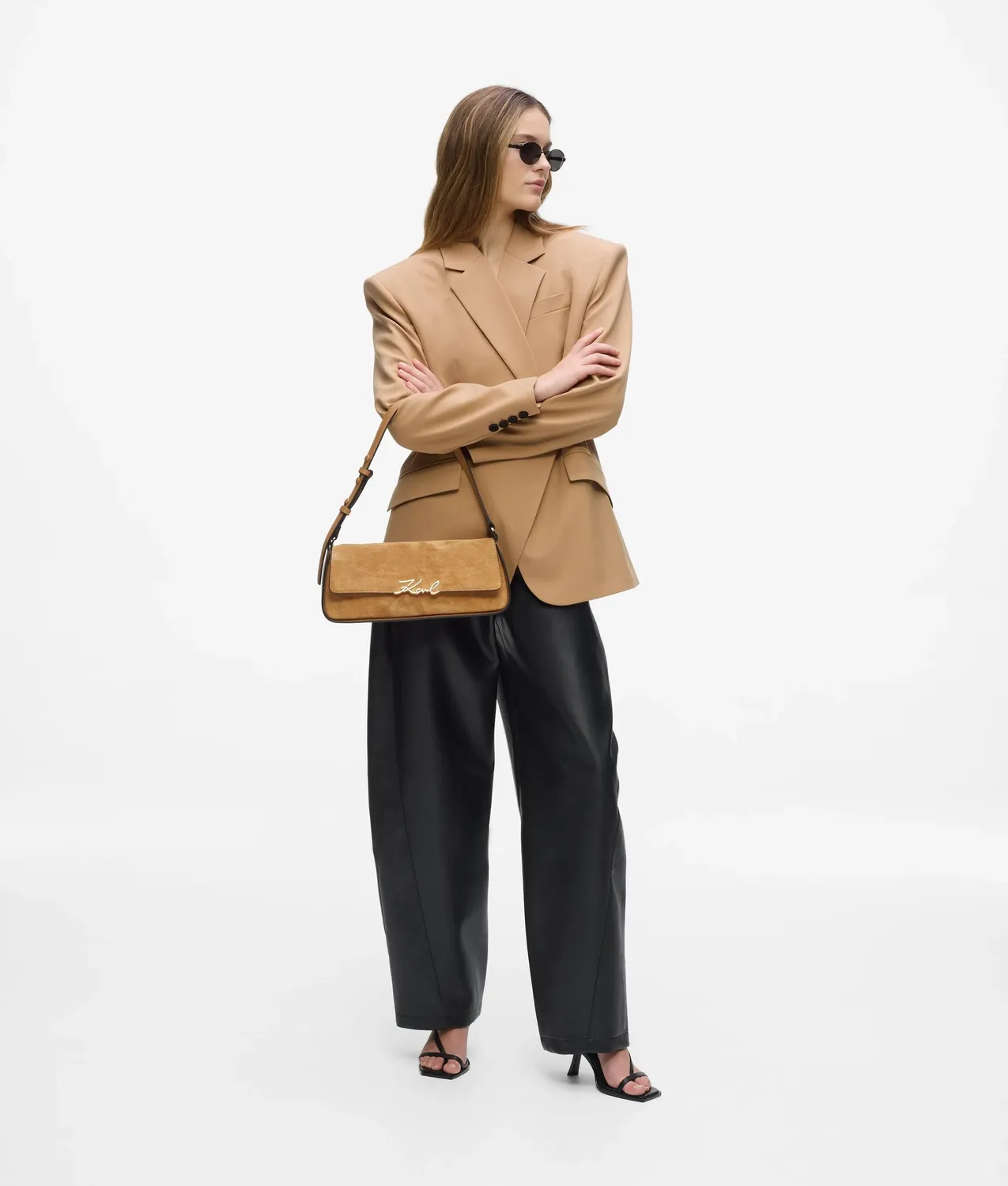 Karl Lagerfeld K/Signature Suede Umhängetasche Wildleder