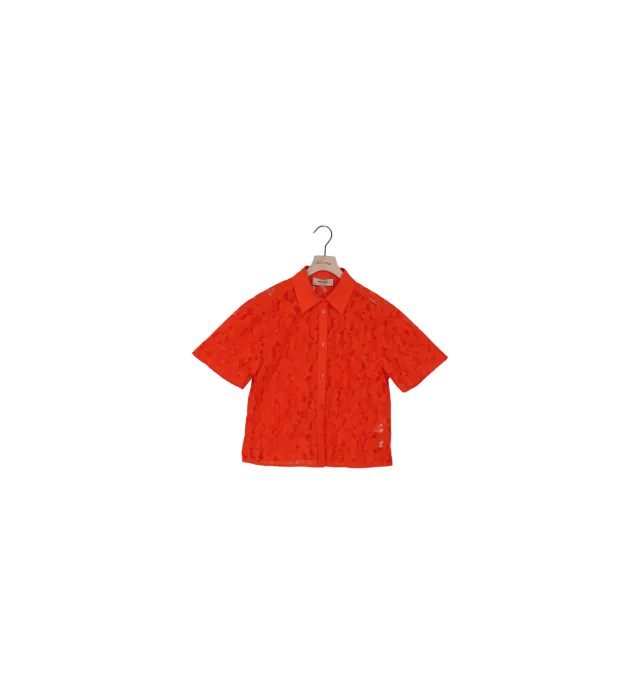 Mos Mosh Lia River Spitzenbluse XS Orange Kurzarm