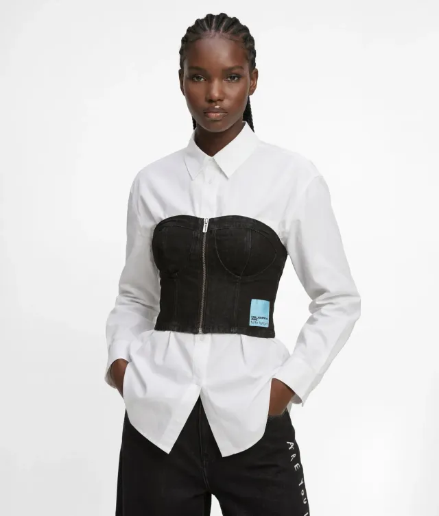 Karl Lagerfeld x Terzini Bandeau Top Denim Rückenprint