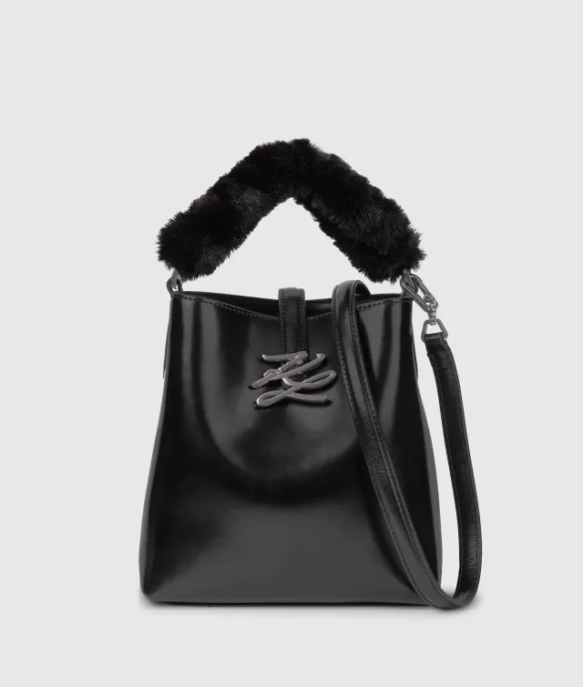 Karl Lagerfeld K/Autograph Drop Bucket Bag Klein Glanzleder