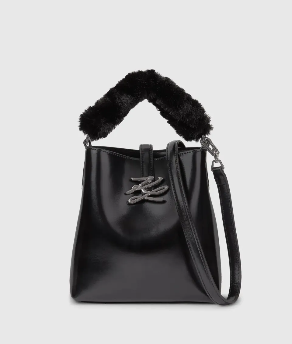 Karl Lagerfeld K/Autograph Drop Bucket Bag Klein Glanzleder