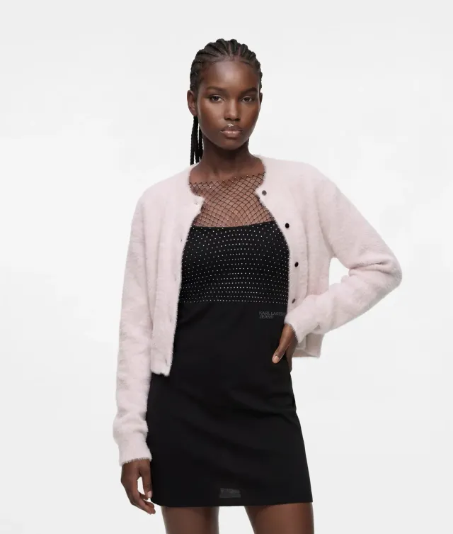 Karl Lagerfeld Cropped Fluffy Cardigan Strickjacke S warm