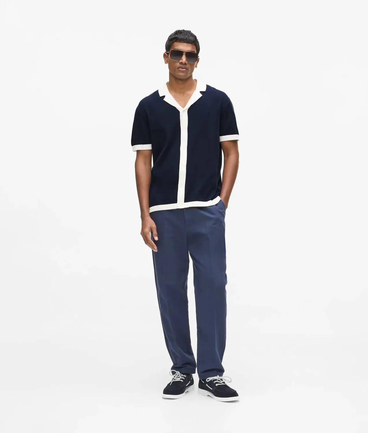 Karl Lagerfeld Monogram Poloshirt Strick Baumwolle Stick
