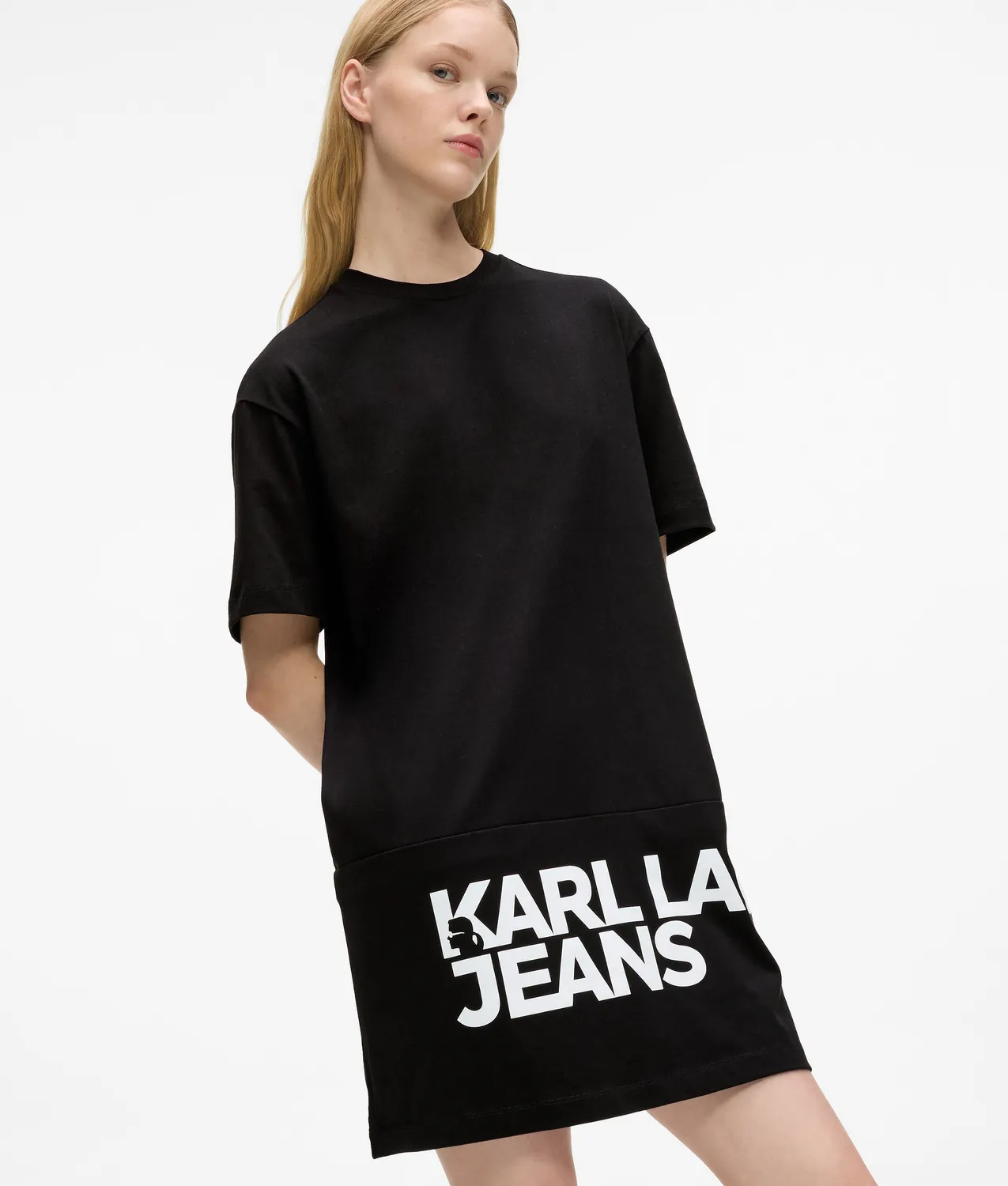 Karl Lagerfeld Jeans Logo T-Shirt-Kleid Bio-Baumwolle