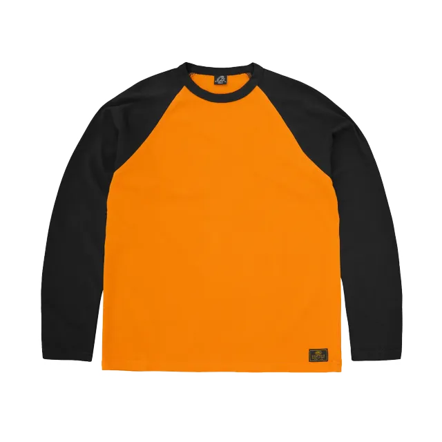 Corteiz Stencil Raglan LS Longsleeve Orange-Schwarz Baumw.