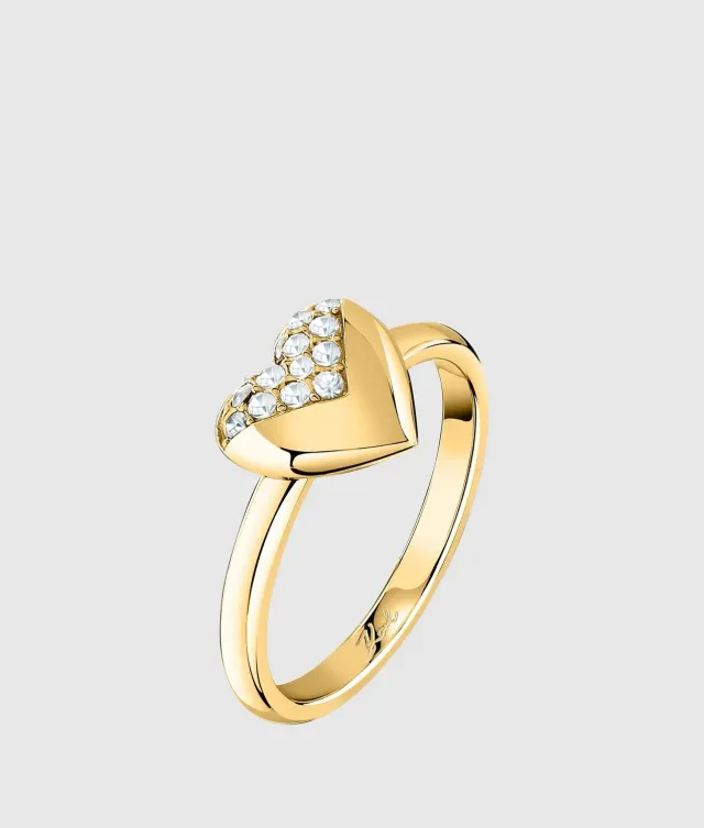 Karl Lagerfeld Heart Charm Ring Damen Gold Strass
