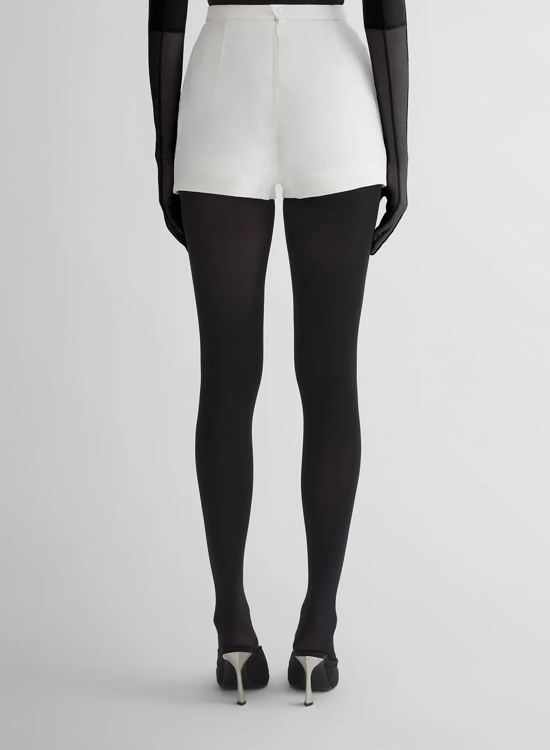 Mugler Re/Edit Lingerie Shorts Wolle Weiß High-Waist