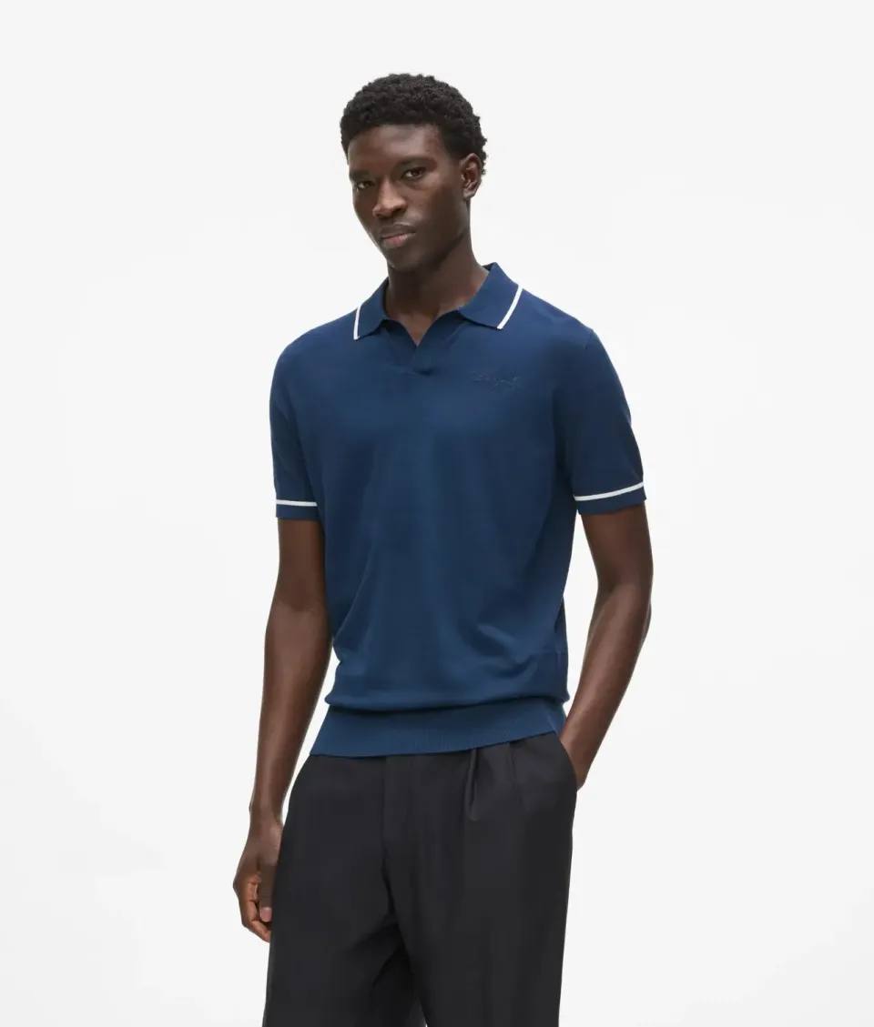Karl Lagerfeld Contrast Piping Poloshirt Strick