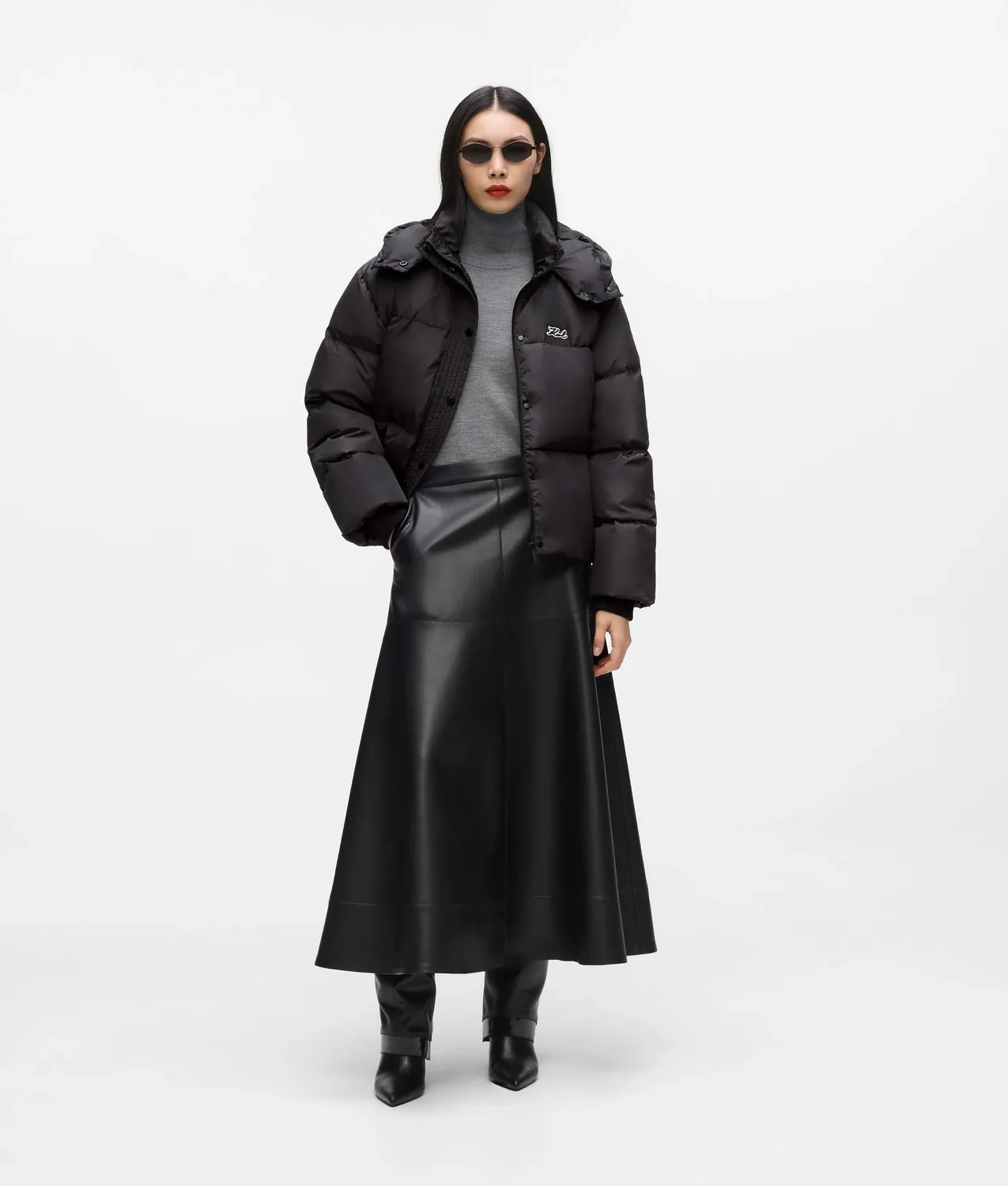Karl Lagerfeld Puffer Jacke kurz Daunen Kapuze XS-XL