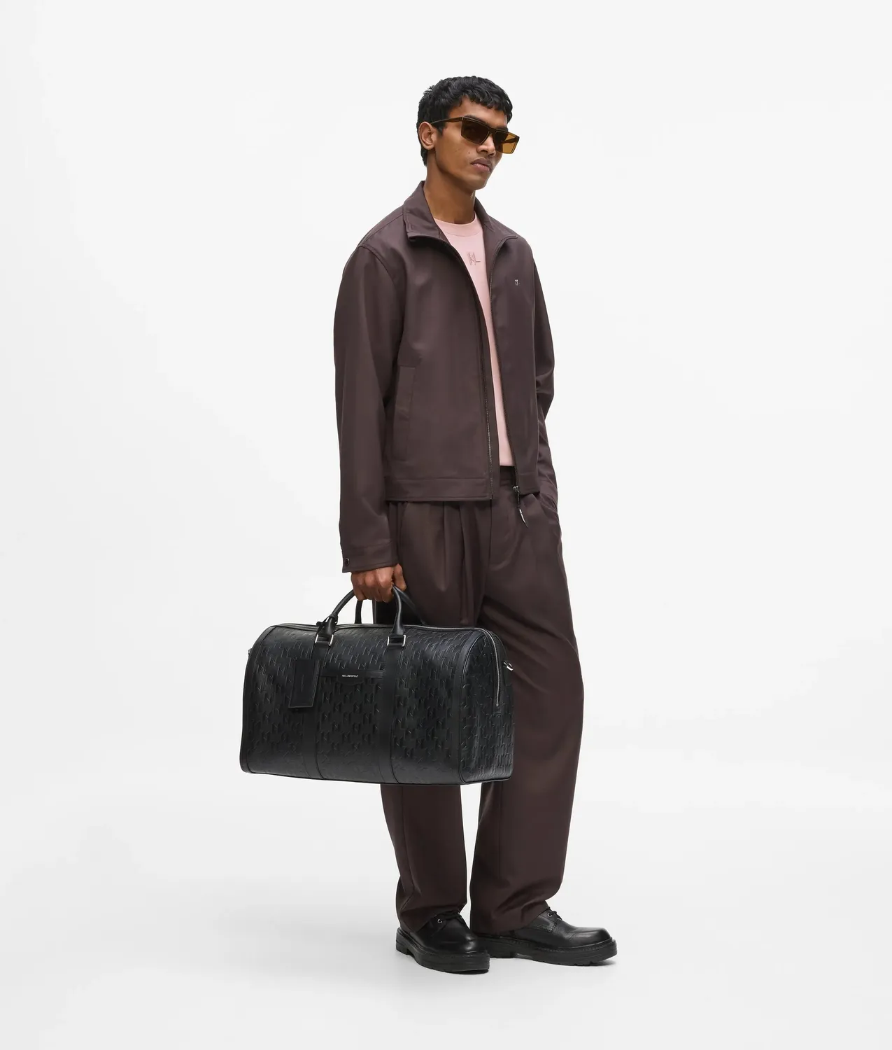 Karl Lagerfeld K/Loom Weekender Reisetasche Leder Monogramm