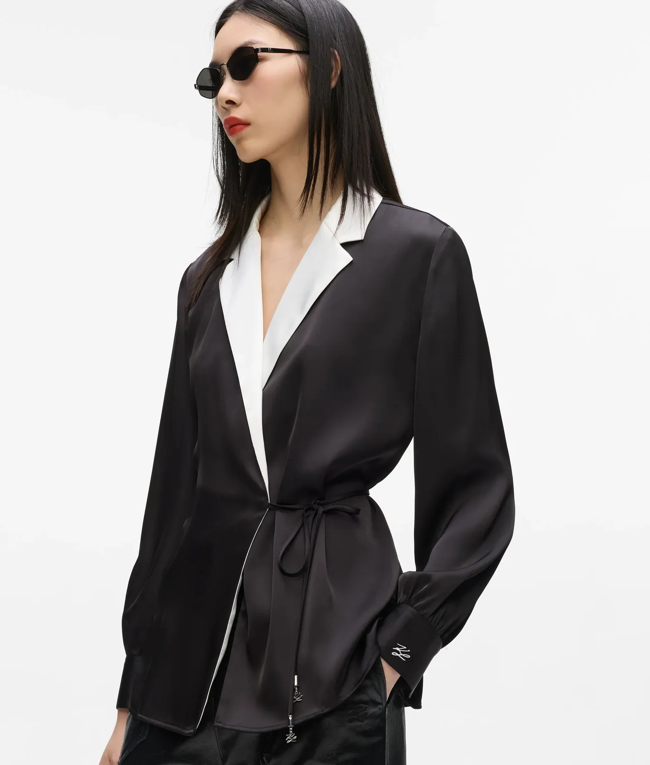 Karl Lagerfeld Satin Wrap Bluse Wickel matt Gr. 0-10