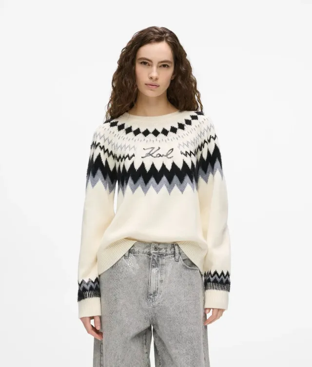 Karl Lagerfeld Alpine Strickpullover Wolle Pailletten