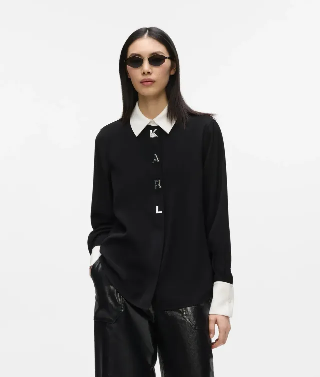Karl Lagerfeld Contrast Karl Letter Hemd Kontrastkragen