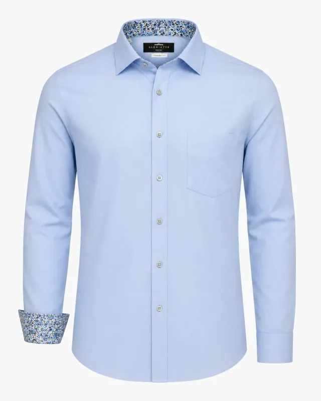 Gloriette Blau Stretch Hemd Hellblau Fashion Fit Baumwolle-Modal