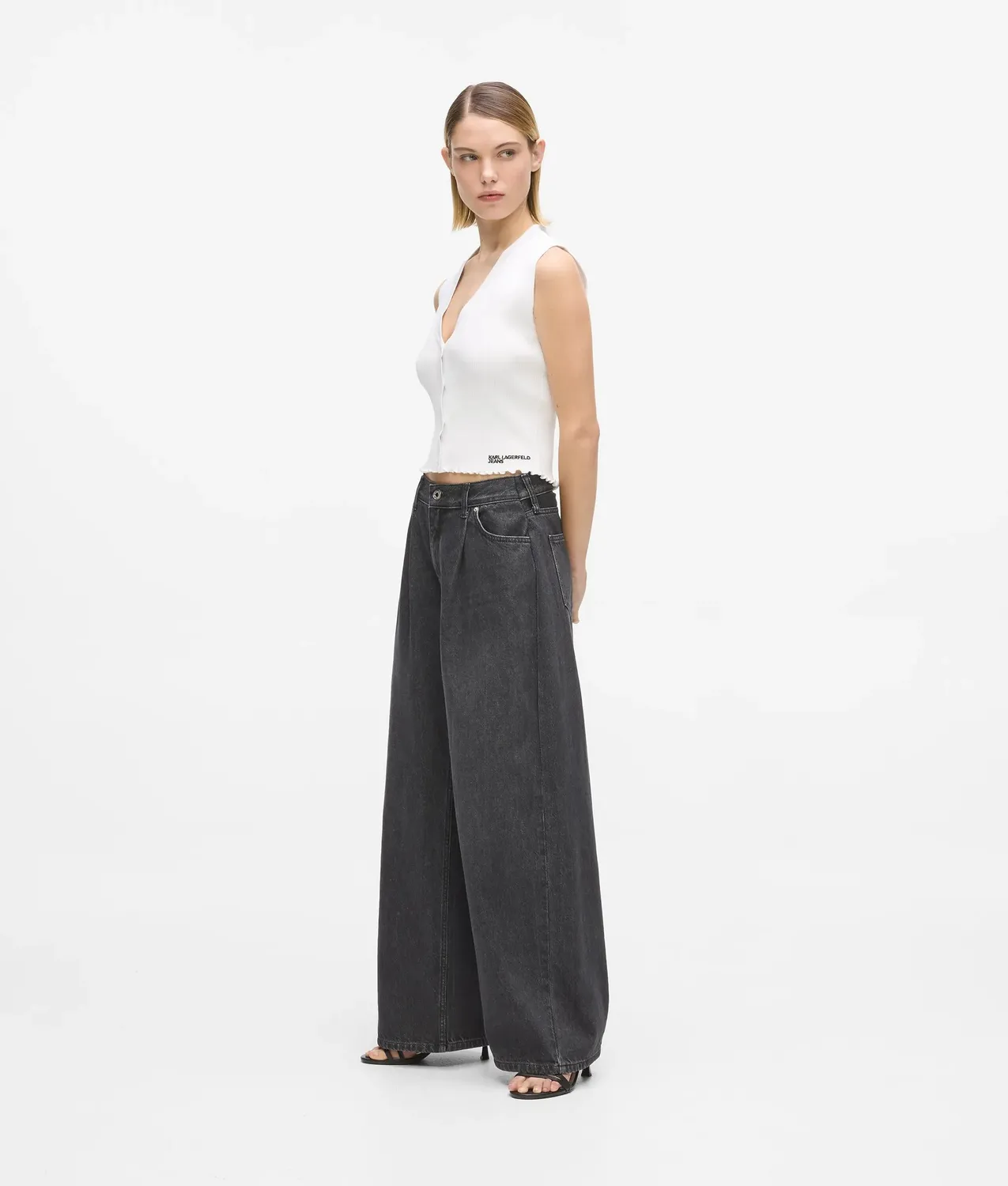 Karl Lagerfeld KL Jeans Low-Rise Wide-Leg Jeans weit