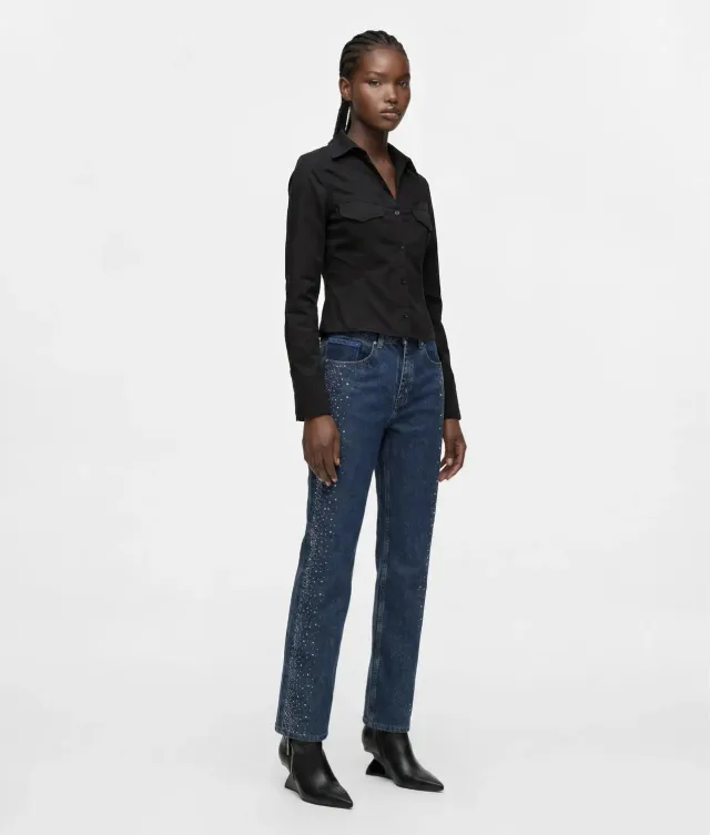 Karl Lagerfeld KL Jeans Rhinestone High-Rise Jeans W28 L30 Strass