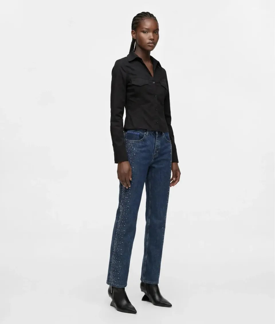 Karl Lagerfeld KL Jeans Rhinestone High-Rise Jeans W28 L30 Strass