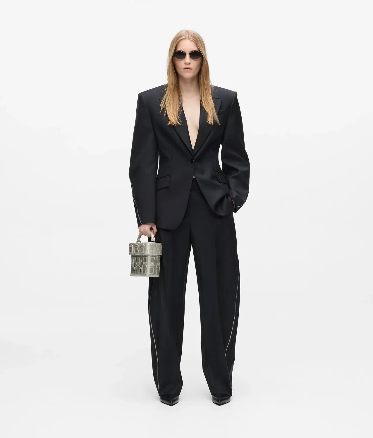 Karl Lagerfeld Zip Detail Blazer Wollmix tailliert