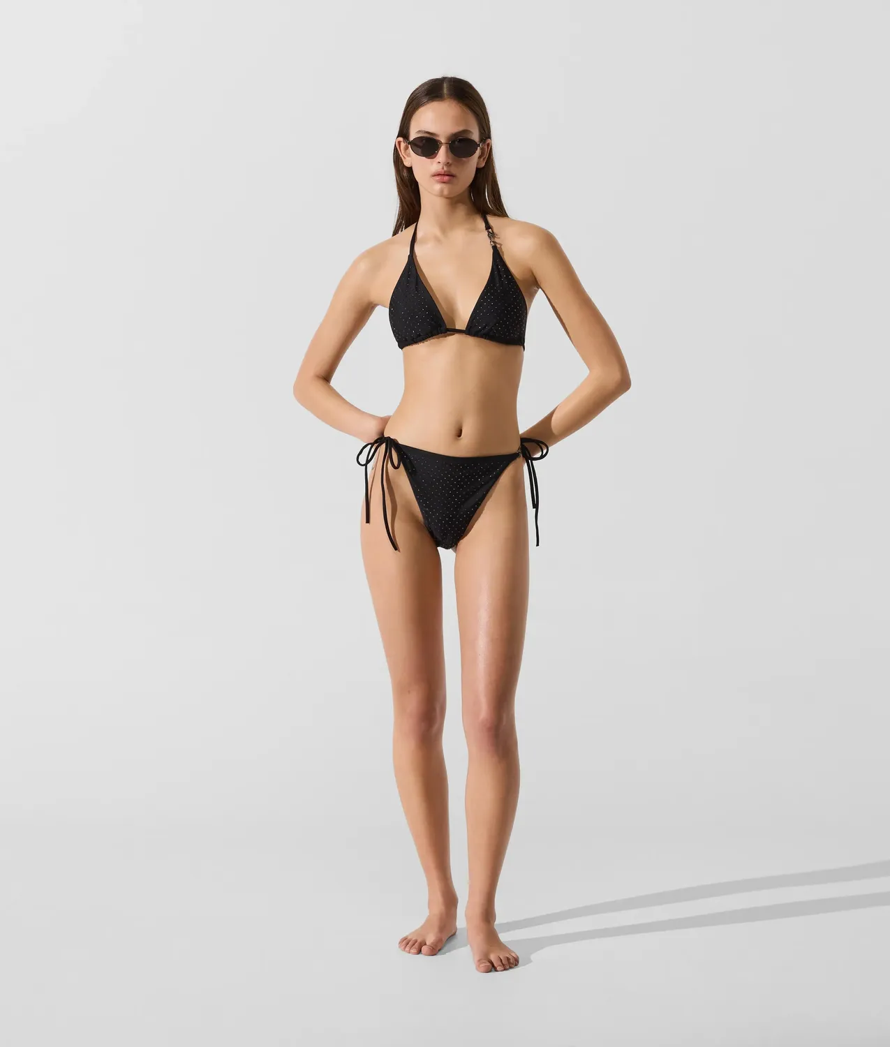 Karl Lagerfeld Triangle Bikini-Oberteil Strass Schwarz