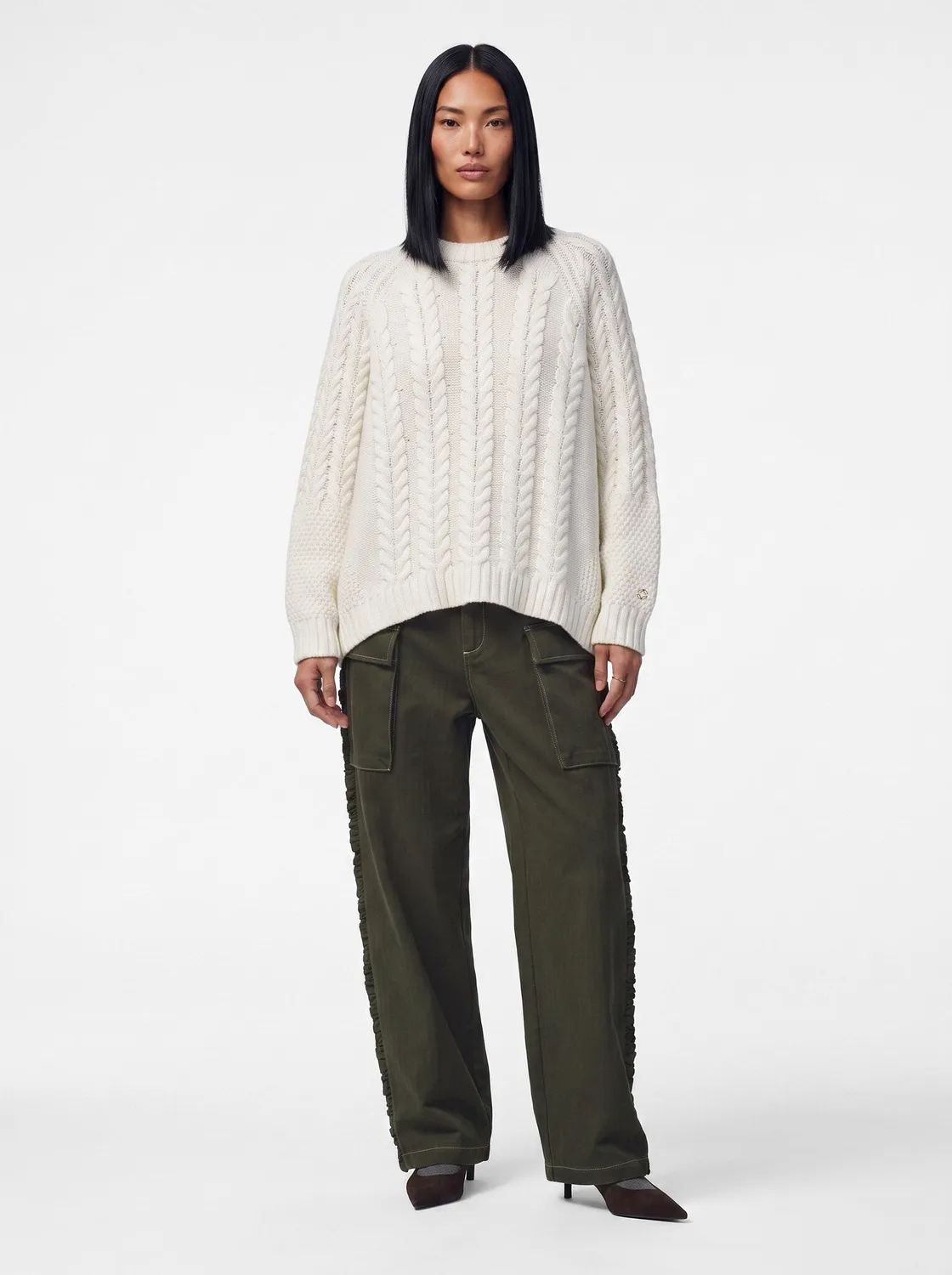 Mos Mosh MMHHero Frill Hose grün XS-XL Fischgrät Chino